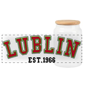 Lublin Est. 1966 - Panoramic Cookie Jar with Wooden Lid - white - Front