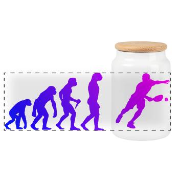 Pickleballers Gift for Pickleball Amateur Fans - Panoramic Cookie Jar with Wooden Lid - white - Front