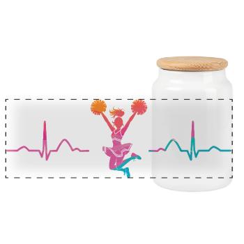 Cheerleader Cheer Mom Cheerleading - Panoramic Cookie Jar with Wooden Lid - white - Front