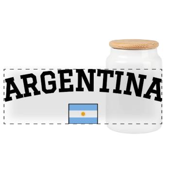 Argentinien Flagge Design Schwarz - Panorama Keksdose mit Holzdeckel - Weiß - Vorne