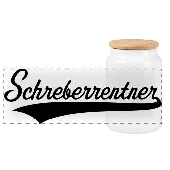 Schreberrentner (Rentner / Schrebergärtner / B) - Panorama Keksdose mit Holzdeckel - Weiß - Vorne
