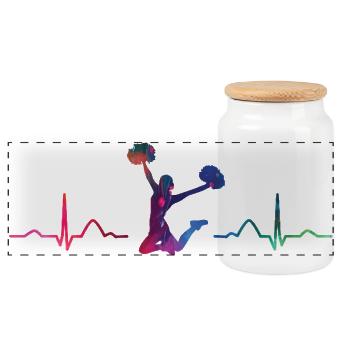 Cheerleader Cheer Mom Cheerleading - Panoramic Cookie Jar with Wooden Lid - white - Front