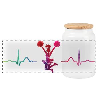 Cheerleader Cheer Mom Cheerleading - Panoramic Cookie Jar with Wooden Lid - white - Front