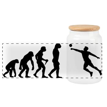 Faustballspielen Geschenk für ein Fistball-Spieler - Panorama Keksdose mit Holzdeckel - Weiß - Vorne