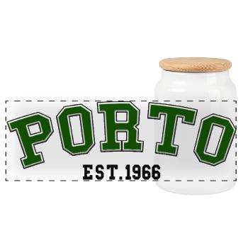 Porto Est. 1966 - Panoramic Cookie Jar with Wooden Lid - white - Front