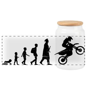 Motocross Lebenszyklus - Panorama Keksdose mit Holzdeckel - Weiß - Vorne
