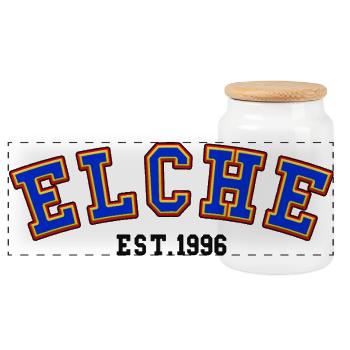 Elche Est. 1996 - Panoramic Cookie Jar with Wooden Lid - white - Front