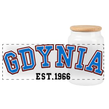 Gdynia Est. 1966 - Panoramic Cookie Jar with Wooden Lid - white - Front