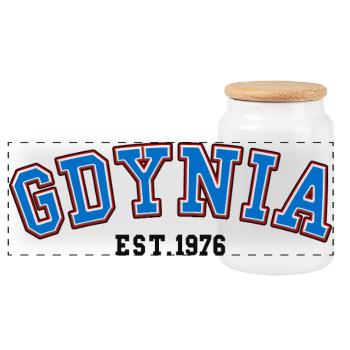 Gdynia Fondée en 1976 - Boîte à biscuits avec couvercle en bois - blanc - Devant