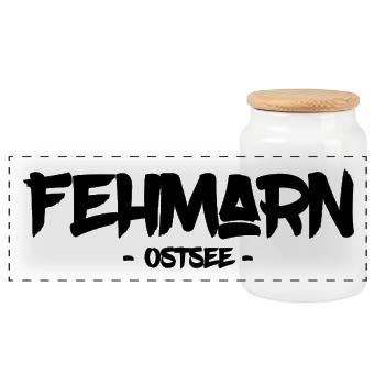 Fehmarn - Ostsee - Insel - Strand - Sommer - Sonne - Panorama Keksdose mit Holzdeckel - Weiß - Vorne
