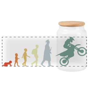 De l’enfant à l’évolution du pilote de motocross - Boîte à biscuits avec couvercle en bois - blanc - Devant
