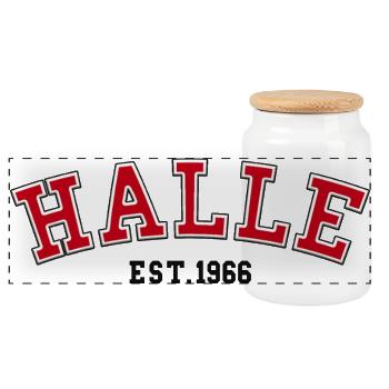 Halle Est. 1966 - Panoramic Cookie Jar with Wooden Lid - white - Front