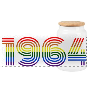 Arc-en-ciel 1964 - Boîte à biscuits avec couvercle en bois - blanc - Devant