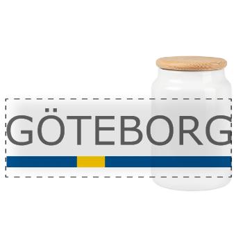 Sweden Flag - Gothenburg - Sverige - Sweden - Panoramic Cookie Jar with Wooden Lid - white - Front