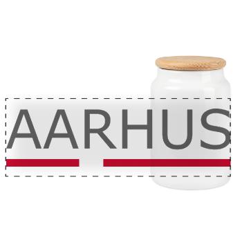 Aarhus - Denmark Flag - Dänemark - Skandinavien - Panorama Keksdose mit Holzdeckel - Weiß - Vorne