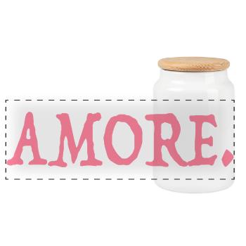 Amore - Panorama Keksdose mit Holzdeckel - Weiß - Vorne