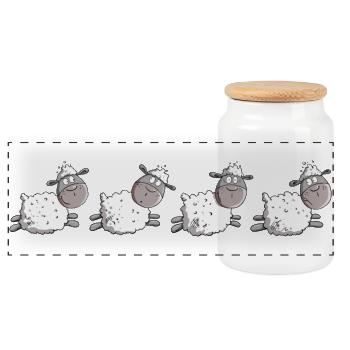 Petit troupeau de moutons I moutons comptant les moutons - Boîte à biscuits avec couvercle en bois - blanc - Devant