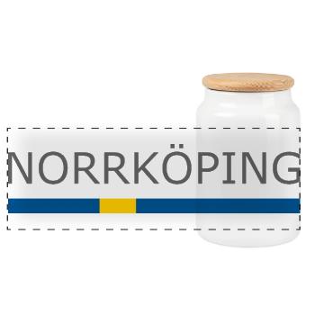 Drapeau de la Suède - Norrköping - Sverige - Schweden - Boîte à biscuits avec couvercle en bois - blanc - Devant