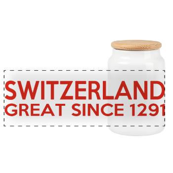 Switzerland - Great Since 1291 - Schweiz - Schwiiz - Panoramic Cookie Jar with Wooden Lid - white - Front