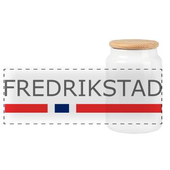 Fredrikstad - Norway - Norge - Norwegen - Panoramic Cookie Jar with Wooden Lid - white - Front