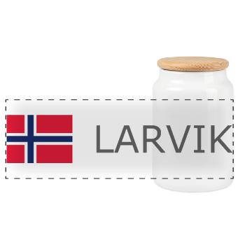 Norway Flag - Larvik - Norge - Norwegen - Panoramic Cookie Jar with Wooden Lid - white - Front