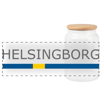 Sweden Flag - Helsingborg - Sverige - Schweden - Panorama Keksdose mit Holzdeckel - Weiß - Vorne