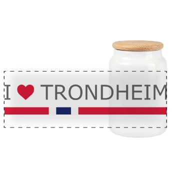 I love Trondheim - Norway - Norge - Norwegen - Panoramic Cookie Jar with Wooden Lid - white - Front