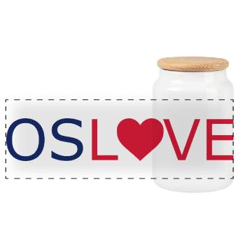 Oslo - Love - OSLOVE - Norway - Norge - Norwegen - Panoramic Cookie Jar with Wooden Lid - white - Front