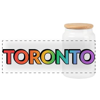 Toronto Rainbow - Happy Pride - Panoramic Cookie Jar with Wooden Lid - white - Front