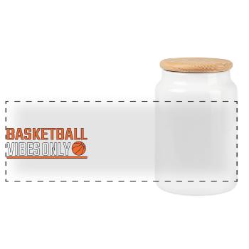 Basketball vibes only - Panoramic Cookie Jar with Wooden Lid - white - Front