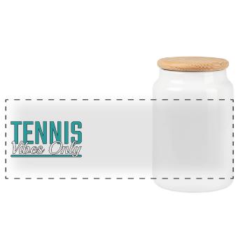 Tennis vibes only - Panorama Keksdose mit Holzdeckel - Weiß - Vorne