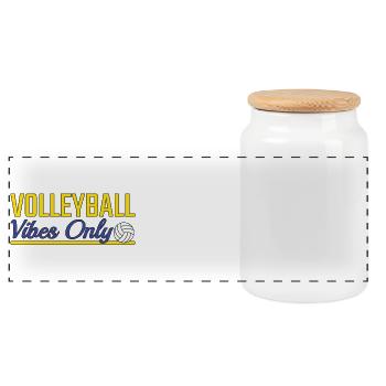 Volleyball vibes only - Panorama Keksdose mit Holzdeckel - Weiß - Vorne