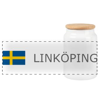 Drapeau de la Suède - Linköping - Sverige - Schweden - Boîte à biscuits avec couvercle en bois - blanc - Devant