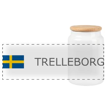 Drapeau de la Suède - Trelleborg - Sverige - Schweden - Boîte à biscuits avec couvercle en bois - blanc - Devant