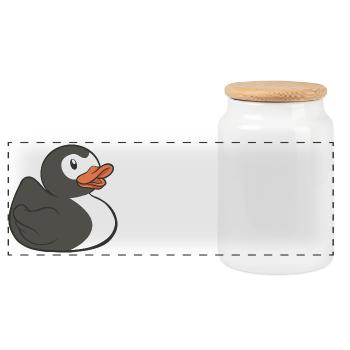 Bath Duck Penguins Love squeaky Duck - Panoramic Cookie Jar with Wooden Lid - white - Front