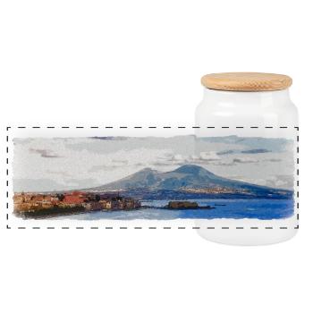 Neapel, Vesuv und Castel dell'Ovo - Panorama Keksdose mit Holzdeckel - Weiß - Vorne