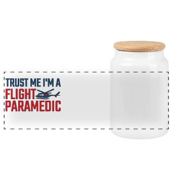 Flight Paramedic Trust me air rescue - Panoramic Cookie Jar with Wooden Lid - white - Front