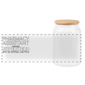 Pharmacy assistant Superhero - Panoramic Cookie Jar with Wooden Lid - white - Front