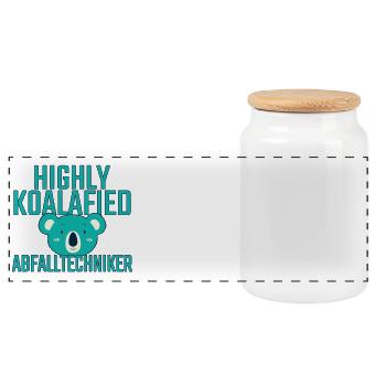 Waste Technician Koalafied - Panoramic Cookie Jar with Wooden Lid - white - Front