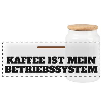 Kaffee ist mein Betriebssystem - Panorama Keksdose mit Holzdeckel - Weiß - Vorne