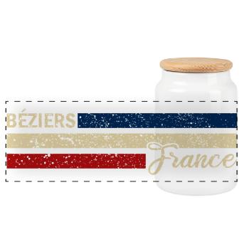 France - Béziers - France - Flag - Stripes - Panoramic Cookie Jar with Wooden Lid - white - Front