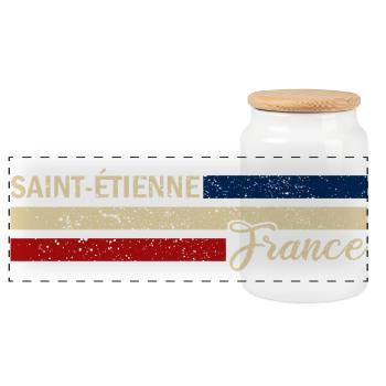 France - Saint-Etienne - France - Flag - Panoramic Cookie Jar with Wooden Lid - white - Front