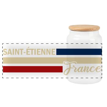 France - Saint-Etienne - France - Flag - Panoramic Cookie Jar with Wooden Lid - white - Front