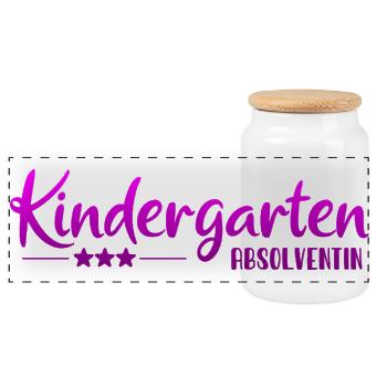 Diplômés en maternelle - Inscription scolaire - Kita - Boîte à biscuits avec couvercle en bois - blanc - Devant