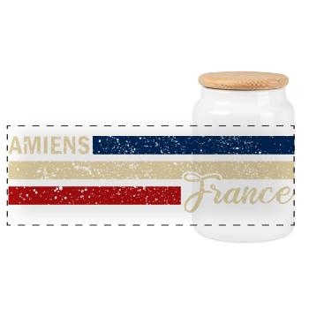 France - Amiens - Frankreich - Flagge - Streifen - Panorama Keksdose mit Holzdeckel - Weiß - Vorne