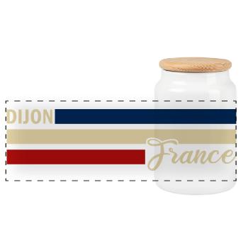 France - Dijon - Frankreich - Flagge - Streifen - Panorama Keksdose mit Holzdeckel - Weiß - Vorne