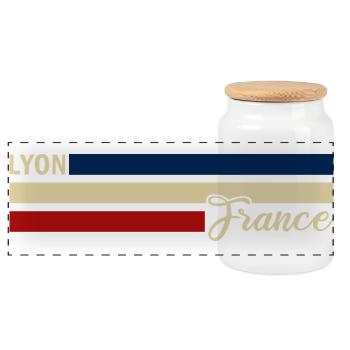 France - Lyon - Frankreich - Flagge - Streifen - Panorama Keksdose mit Holzdeckel - Weiß - Vorne