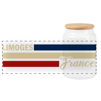 France - Limoges - Frankreich - Flagge - Streifen - Panorama Keksdose mit Holzdeckel - Weiß - Vorne