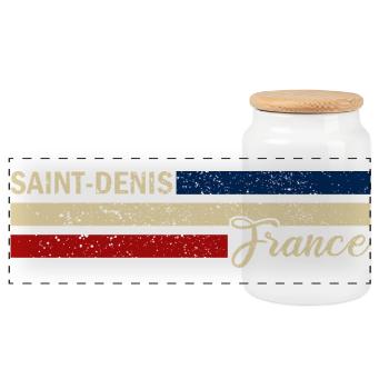 France - Saint-Denis - France - Flag - Panoramic Cookie Jar with Wooden Lid - white - Front