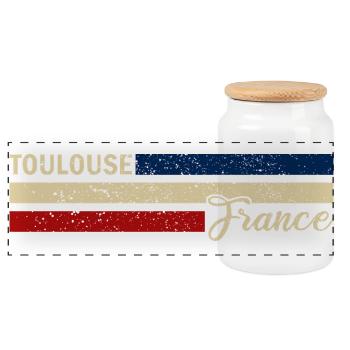 France - Toulouse - Frankreich - Flagge - Streifen - Panorama Keksdose mit Holzdeckel - Weiß - Vorne